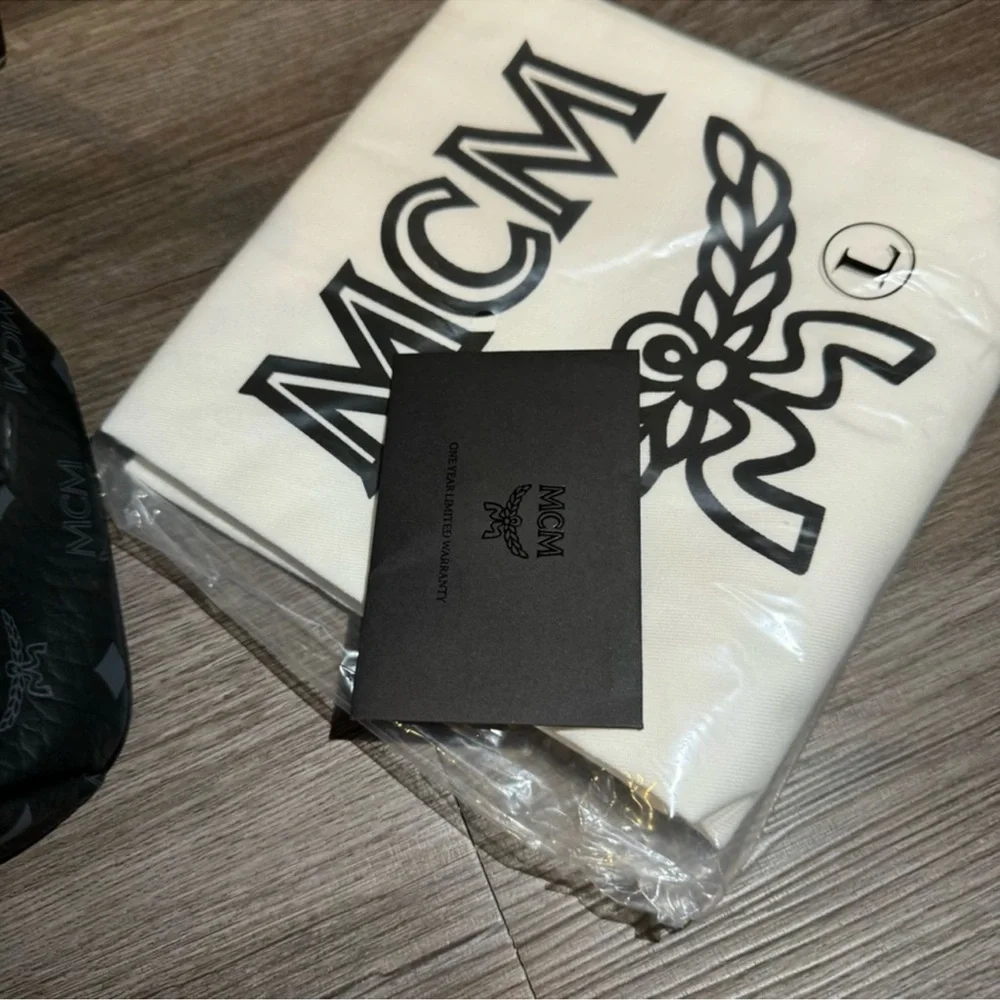 MCM Stark Monogram Logo Black Visetos Canvas Leather Small Studded Backpack